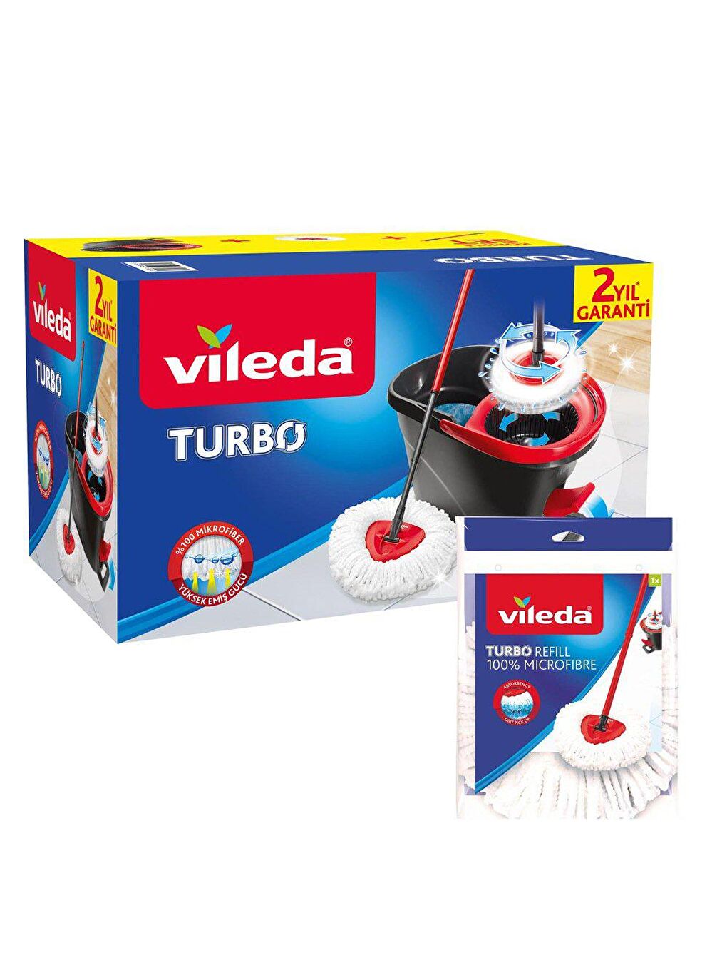 Vileda Renksiz Turbo Pedallı Temizlik Seti + Yedek Paspas