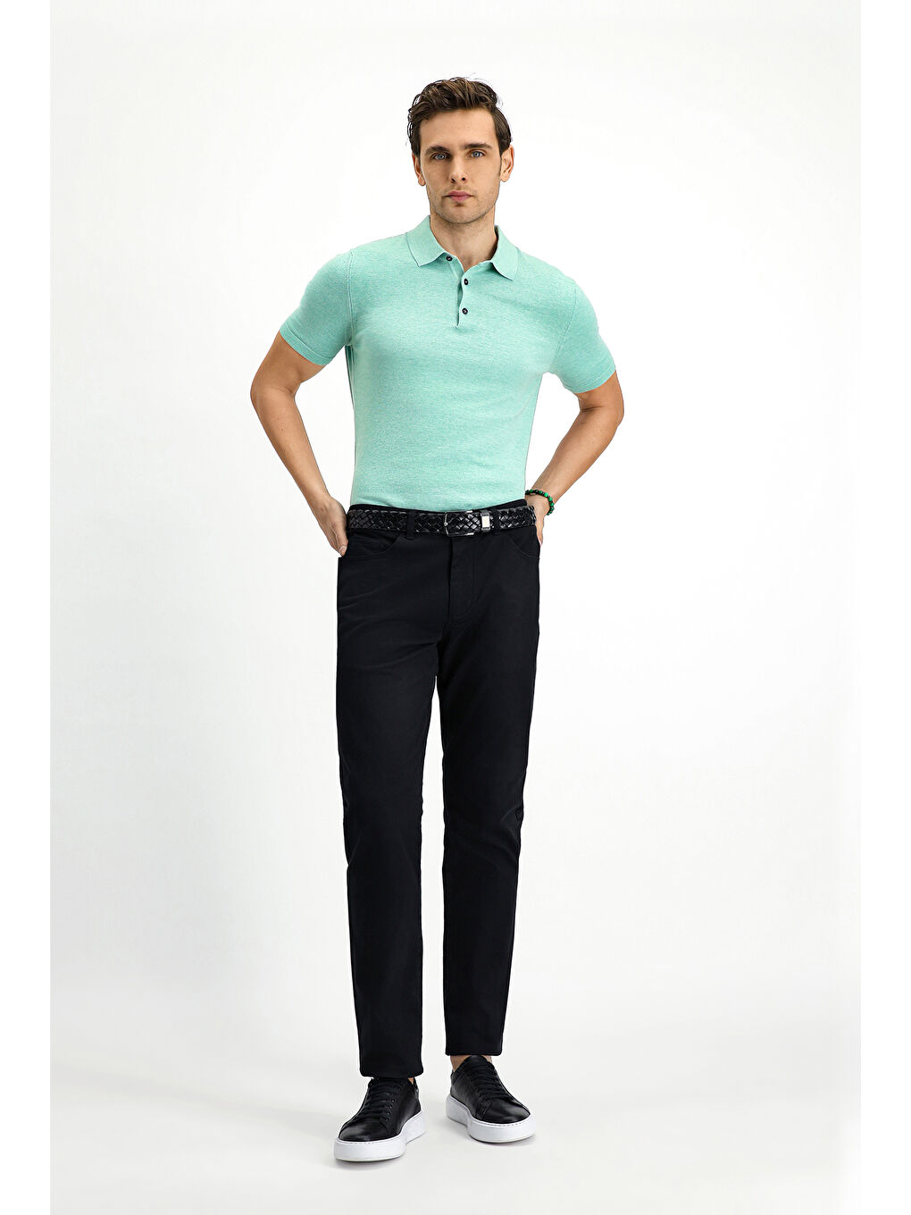 Siyah Regular Fit Elastanlı Kanvas / Chino Pantolon