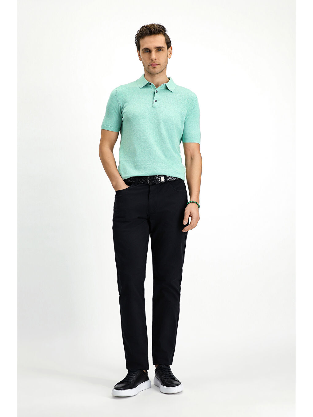 Siyah Regular Fit Elastanlı Kanvas / Chino Pantolon-2