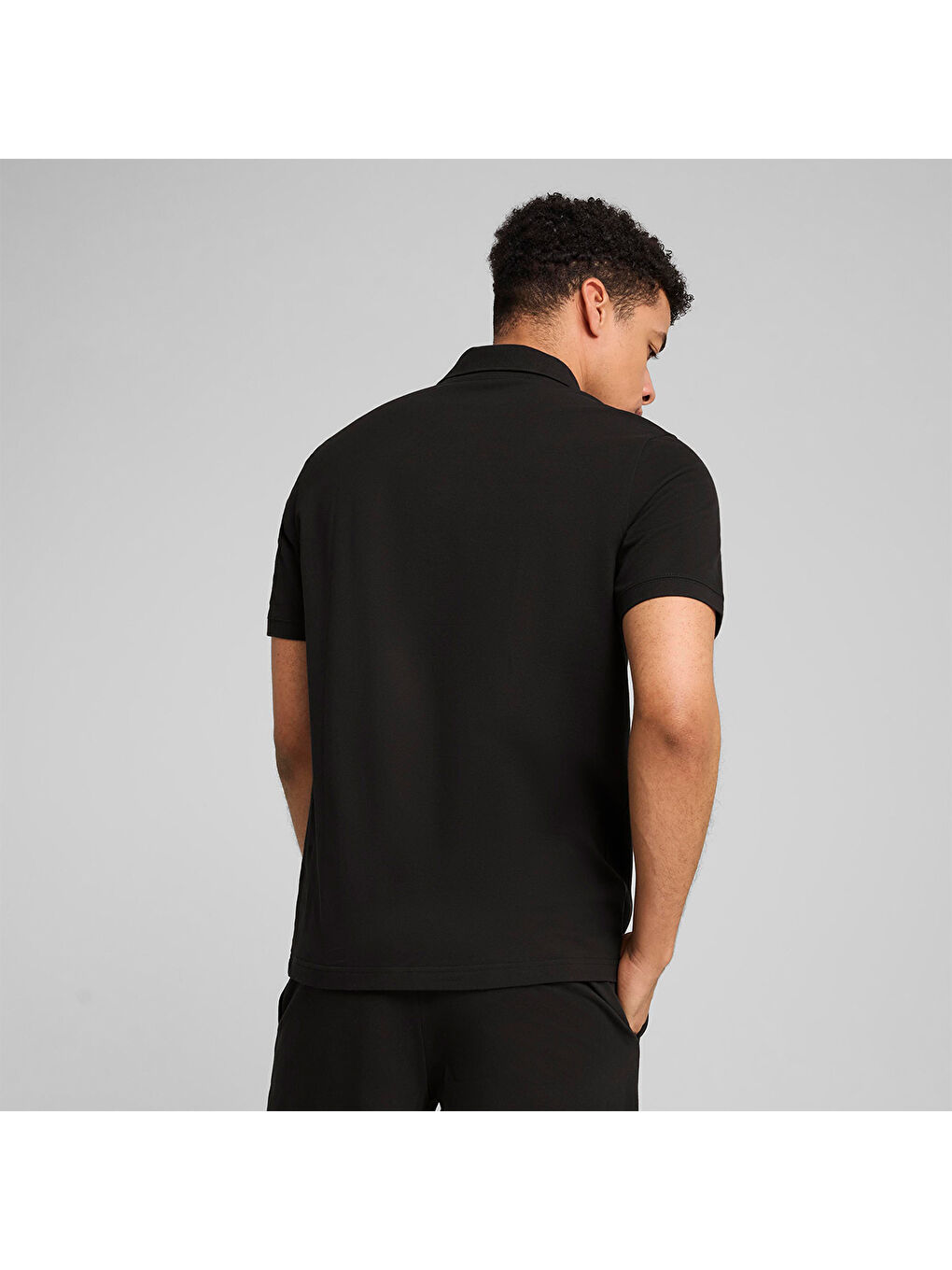 Essentials No 1 Logo Pique Erkek Siyah Klasik Yaka Polo Spor Tişört-3