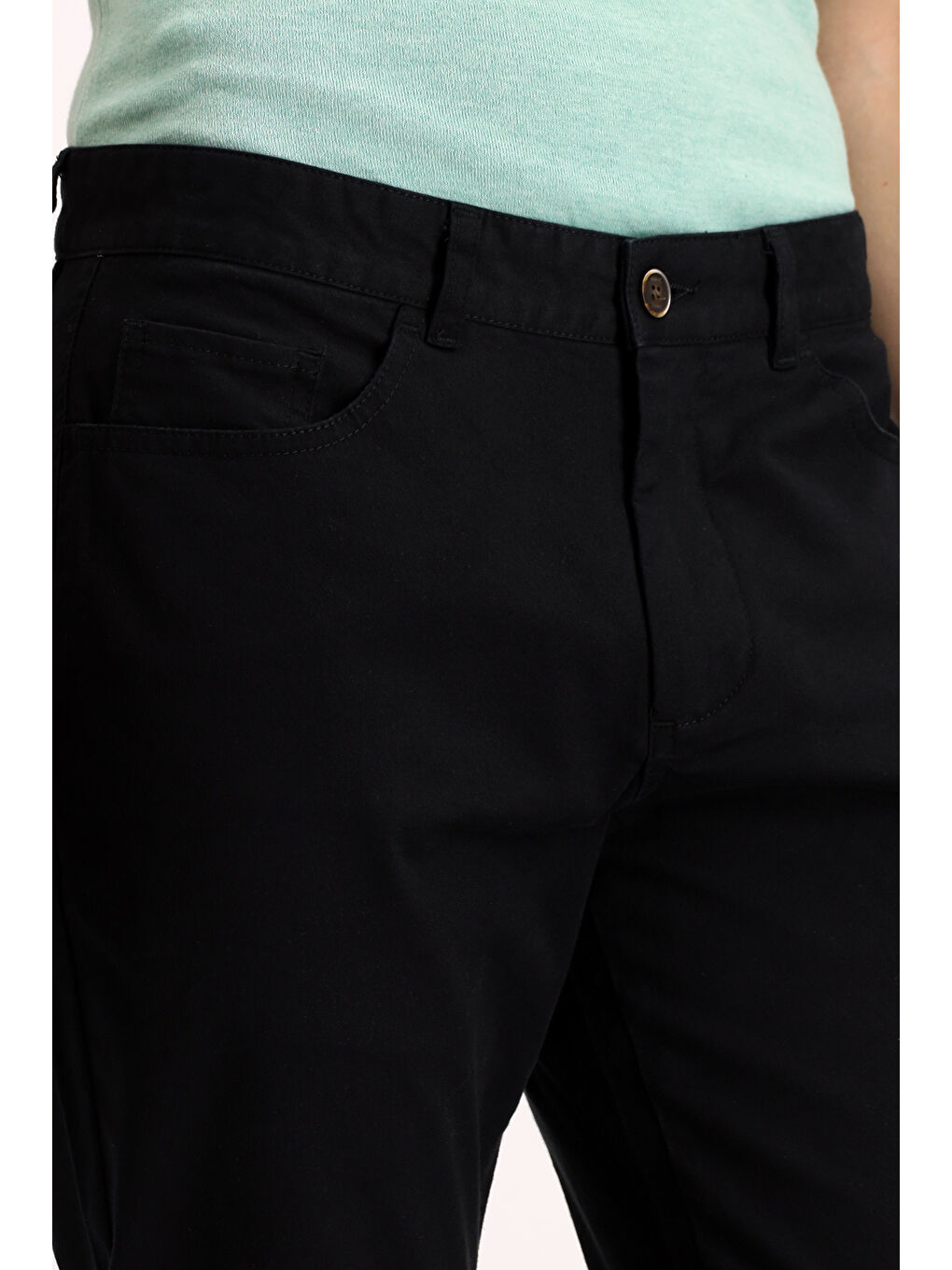Siyah Regular Fit Elastanlı Kanvas / Chino Pantolon-4