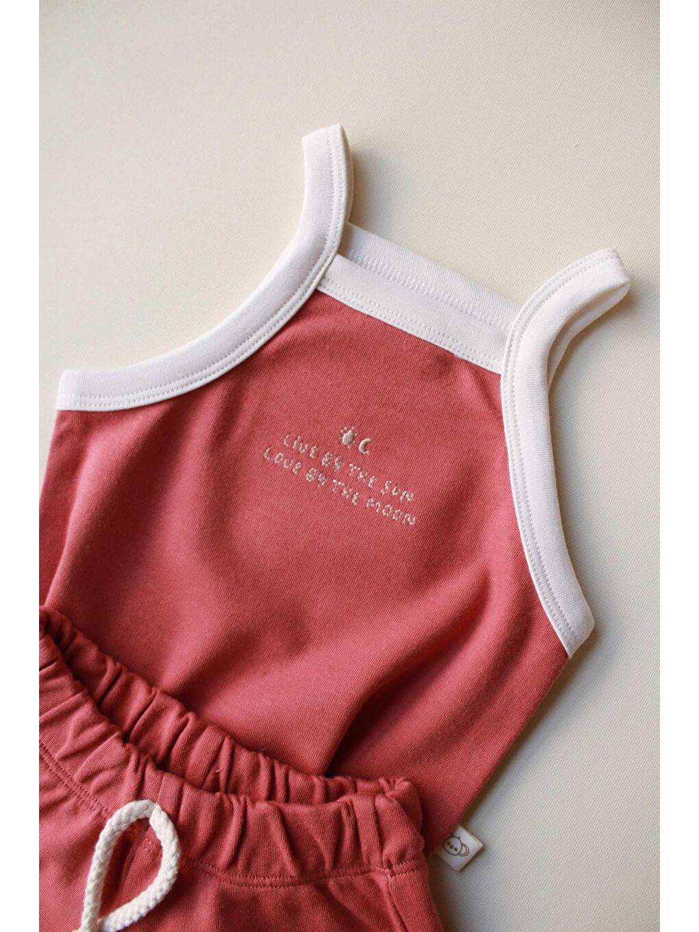 Koyu Turuncu Askılı Şortlu Takım-7