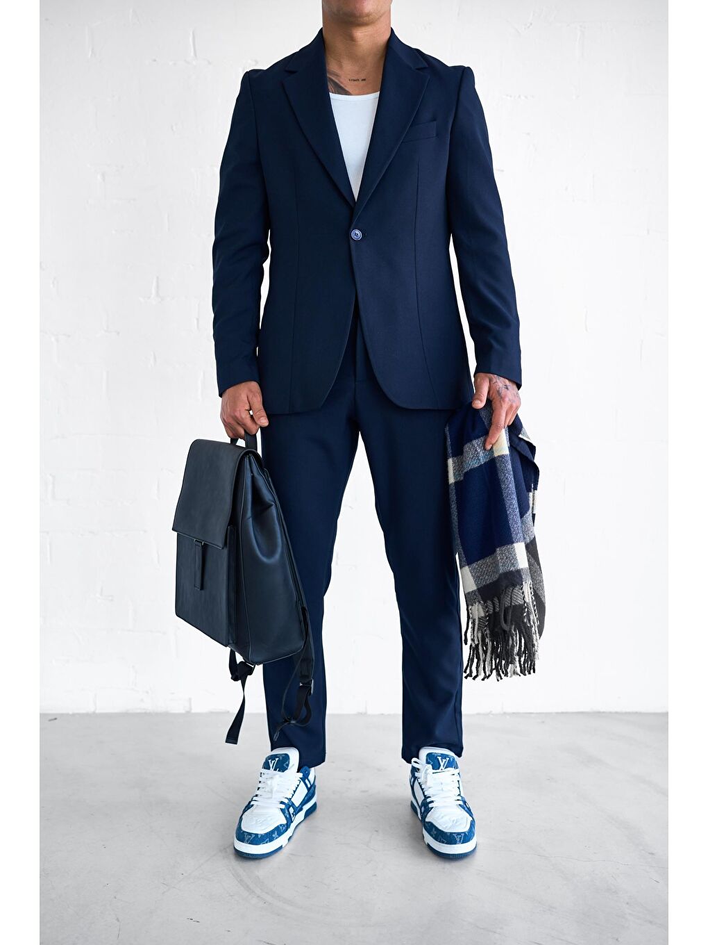 Erkek Slim Fit Takım Elbise Lacivert-2