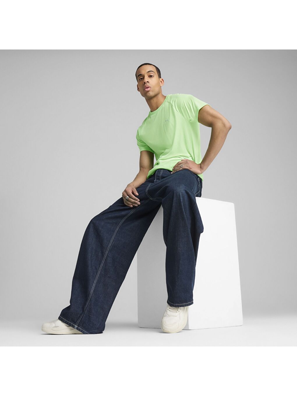 Evostripe Erkek Yeşil Yuvarlak Yaka Tişört-1