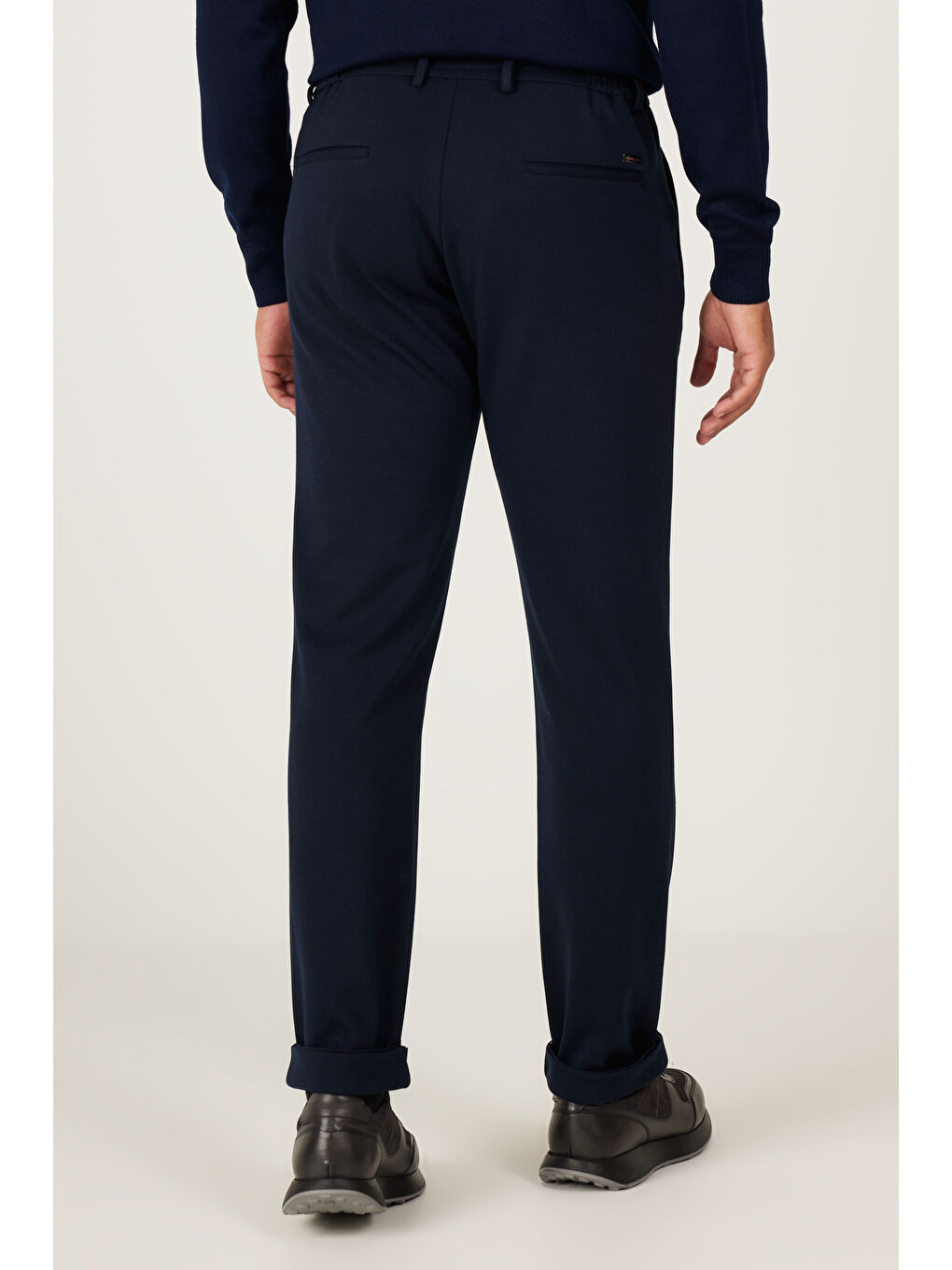 Erkek Siyah Slim Fit Dar Kesim Beli Bağlamalı Esnek Pantolon-4