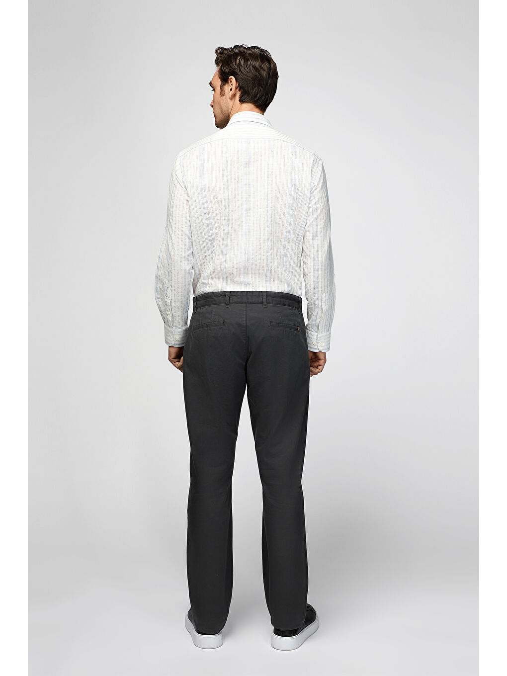 Gri Regular Fit Elastanlı Kanvas / Chino Pantolon-2