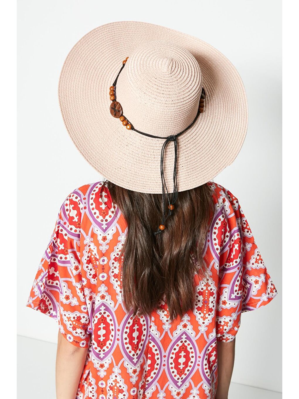 Pembe Hasır Plaj Şapkası Y23730-07 Pudra-1