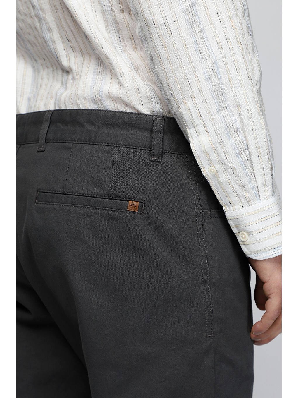 Gri Regular Fit Elastanlı Kanvas / Chino Pantolon-4