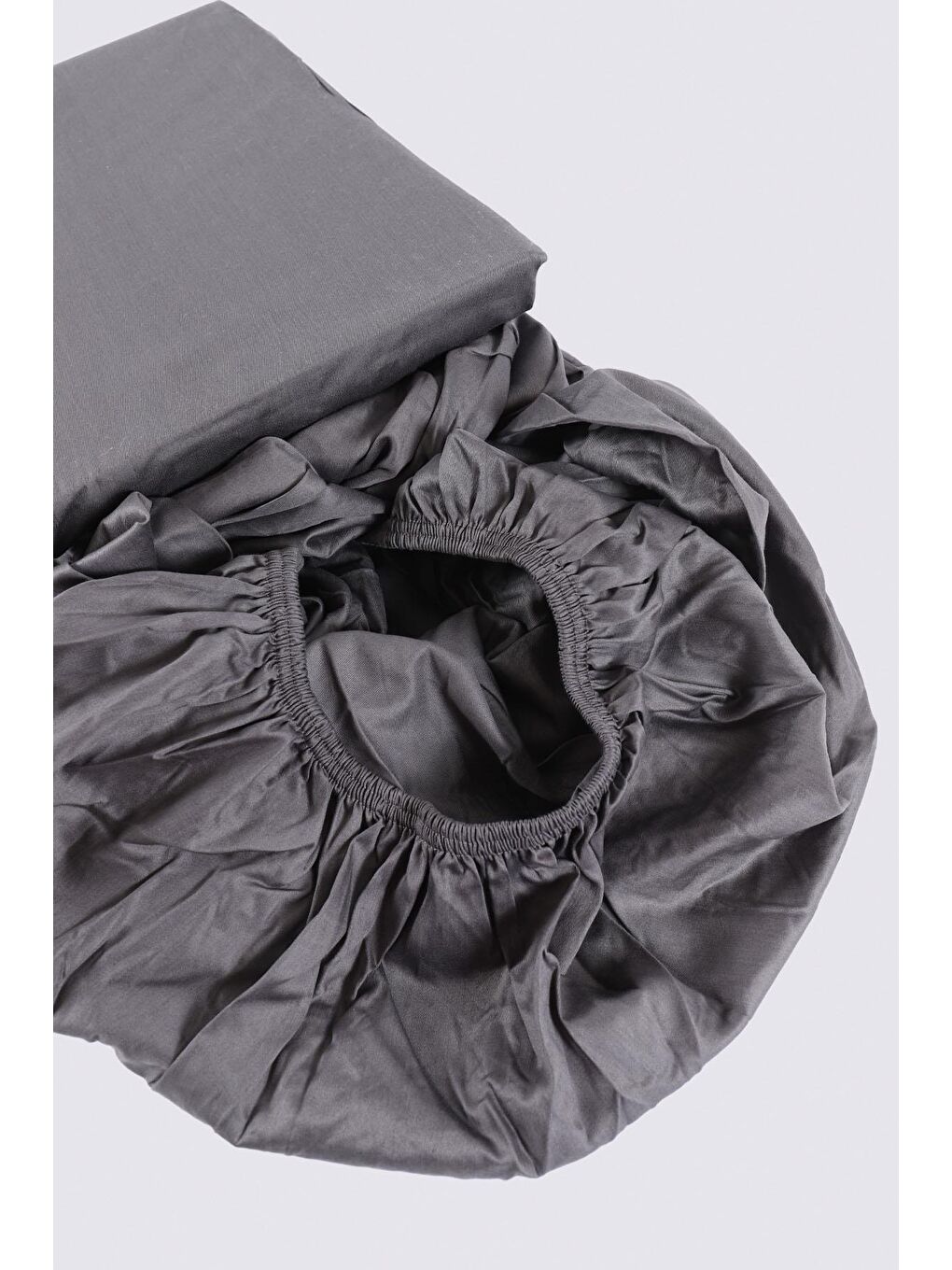 Battal Boy Lastikli Çarşaf %100 Organik Pamuk Saten Antrasit 180x200 Cm-1