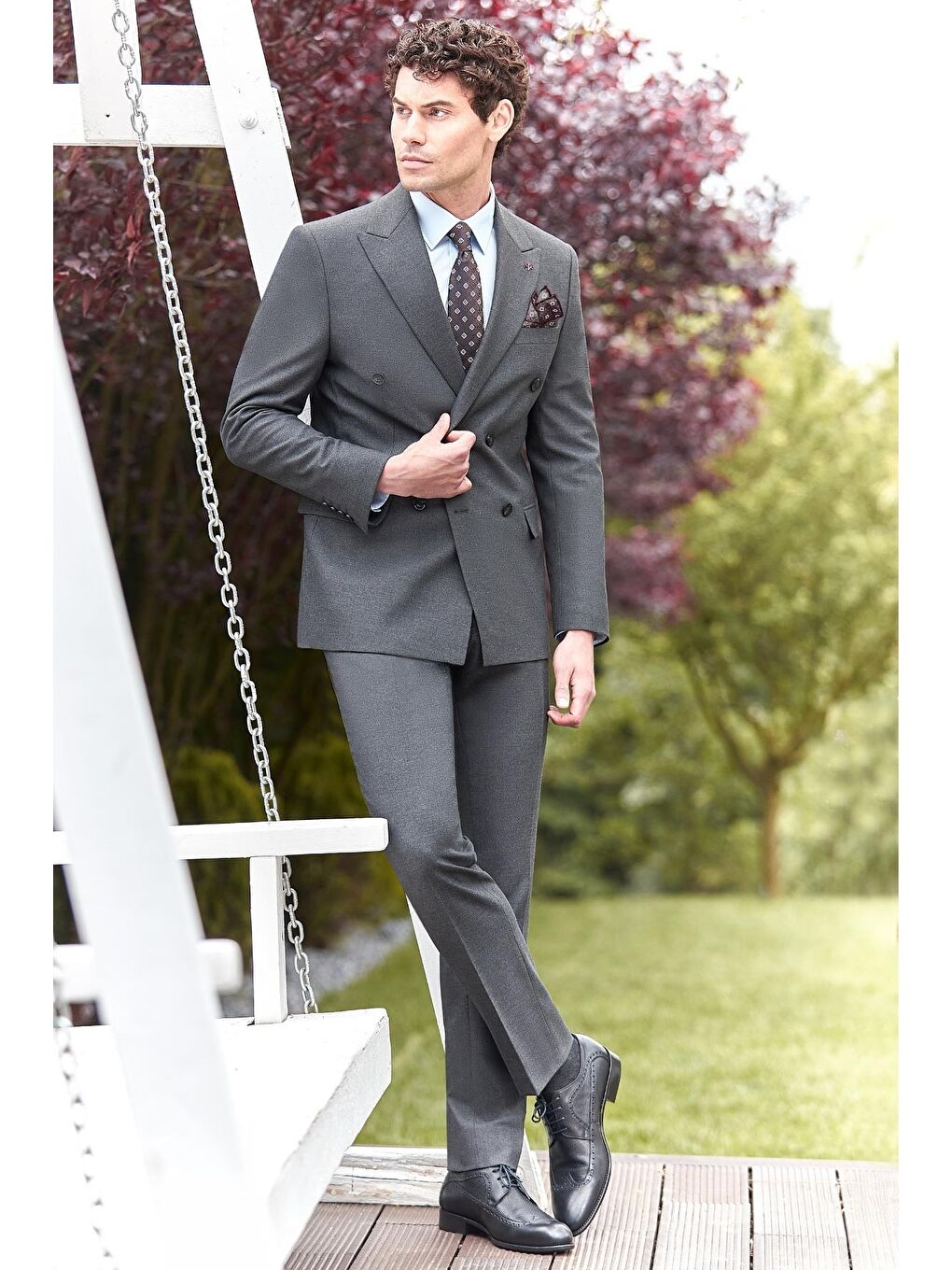 Koyu Antrasit Kırlangıç Yaka Kruvaze Elastanlı 6 Drop Slim Fit Klasik Takım Elbise 1001240166-1