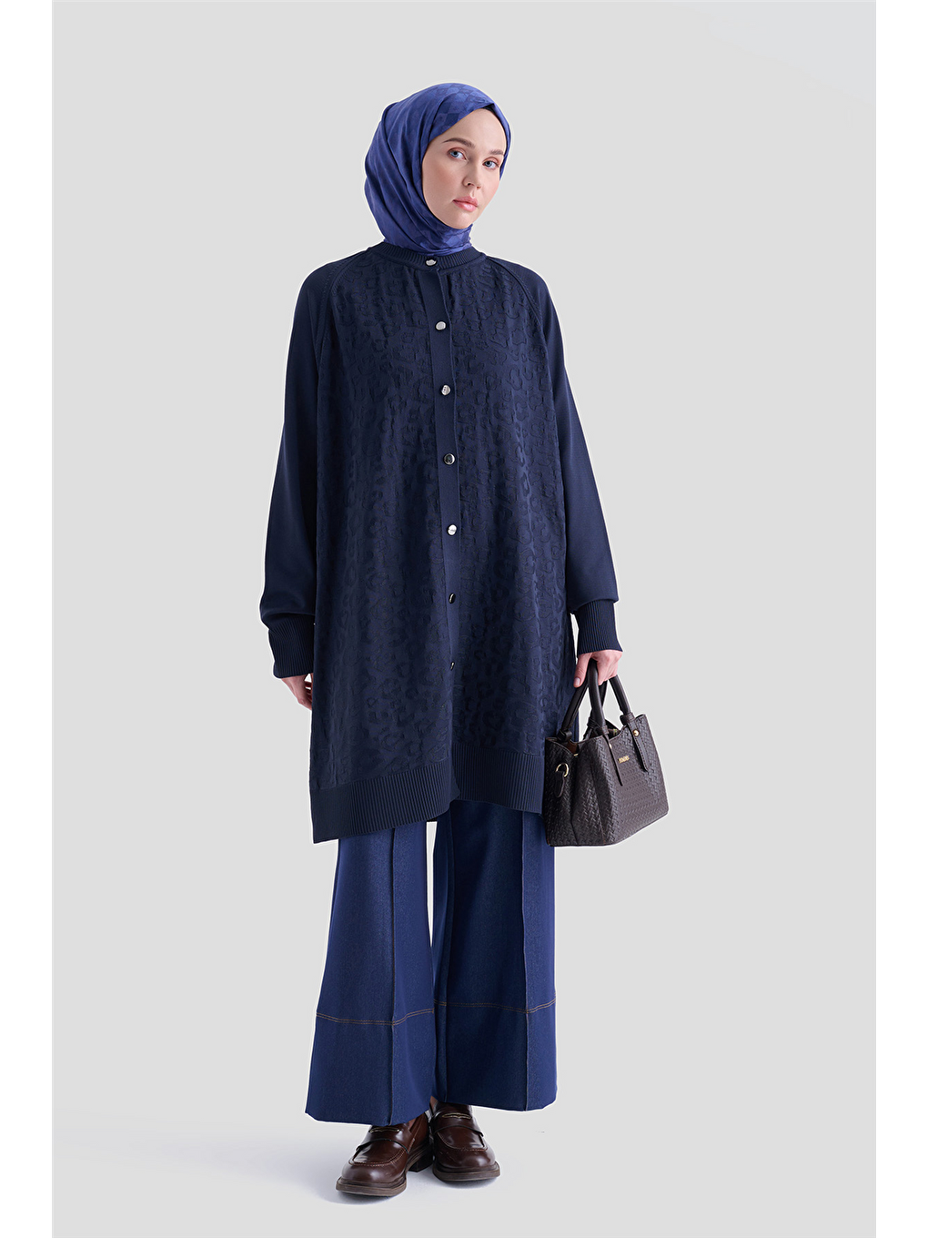 Jakarlı Triko Hırka 25Kd2306 Lacivert-1