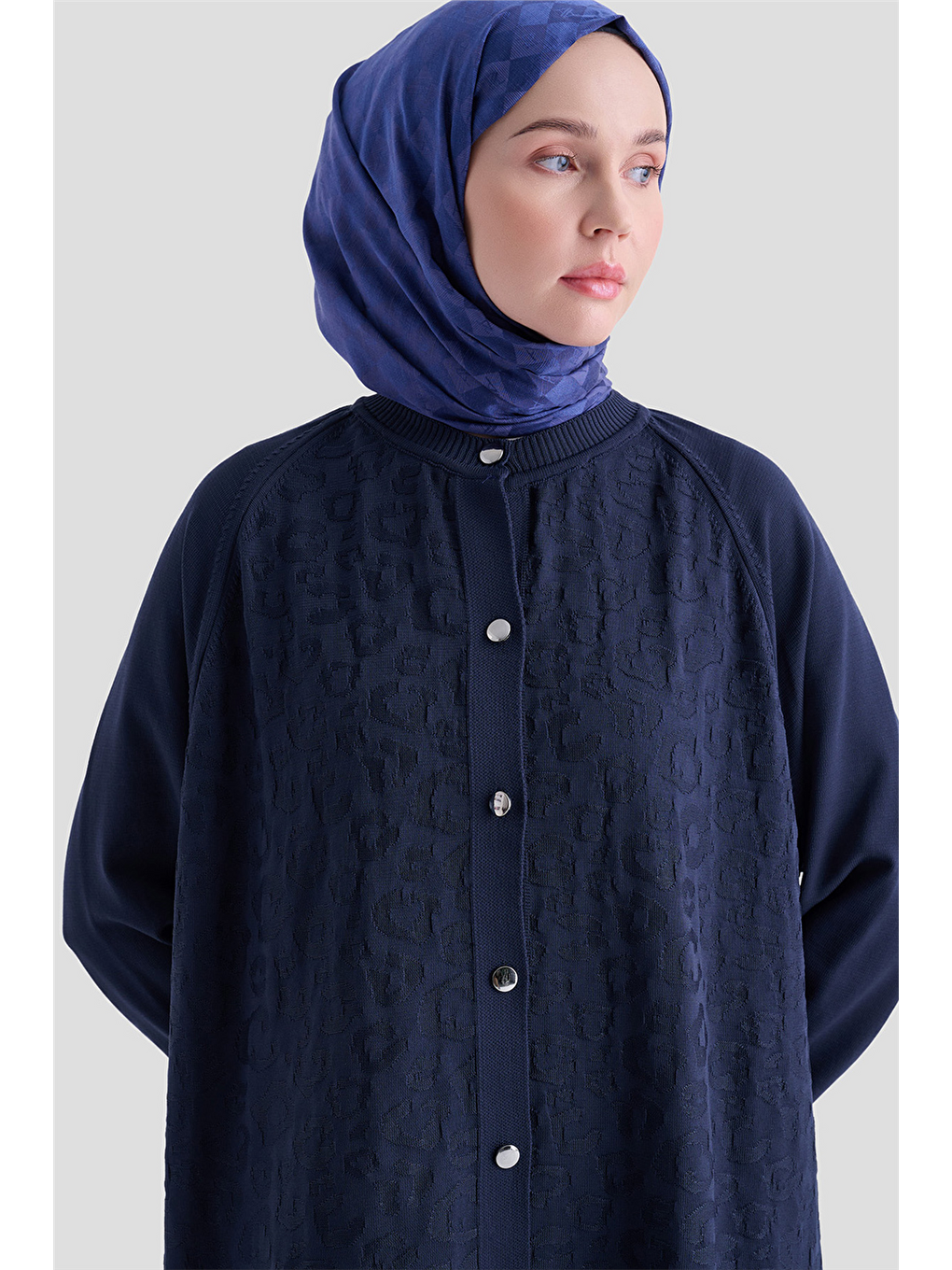 Jakarlı Triko Hırka 25Kd2306 Lacivert-2