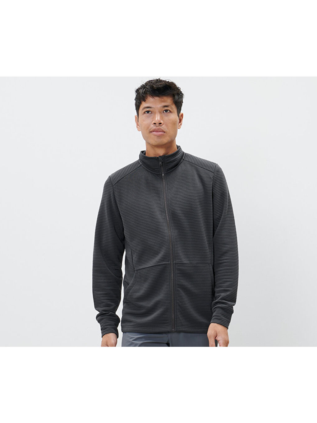 Gri Erkek Spor Fermuarlı Sweatshirt