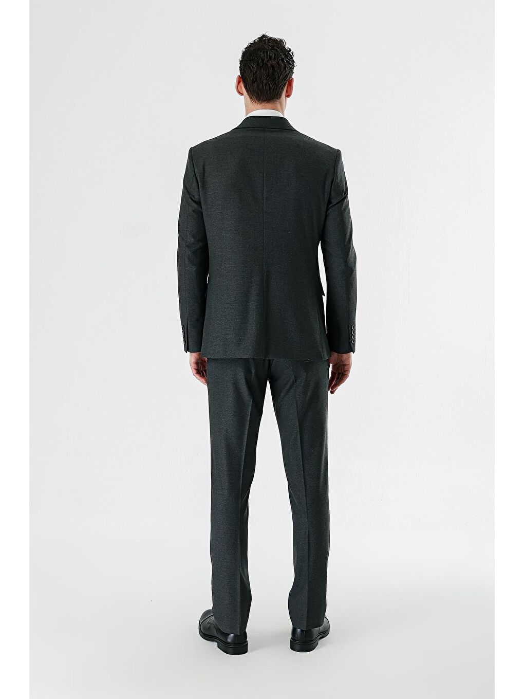 Koyu Antrasit Kırlangıç Yaka Kruvaze Elastanlı 6 Drop Slim Fit Klasik Takım Elbise 1001240166-9