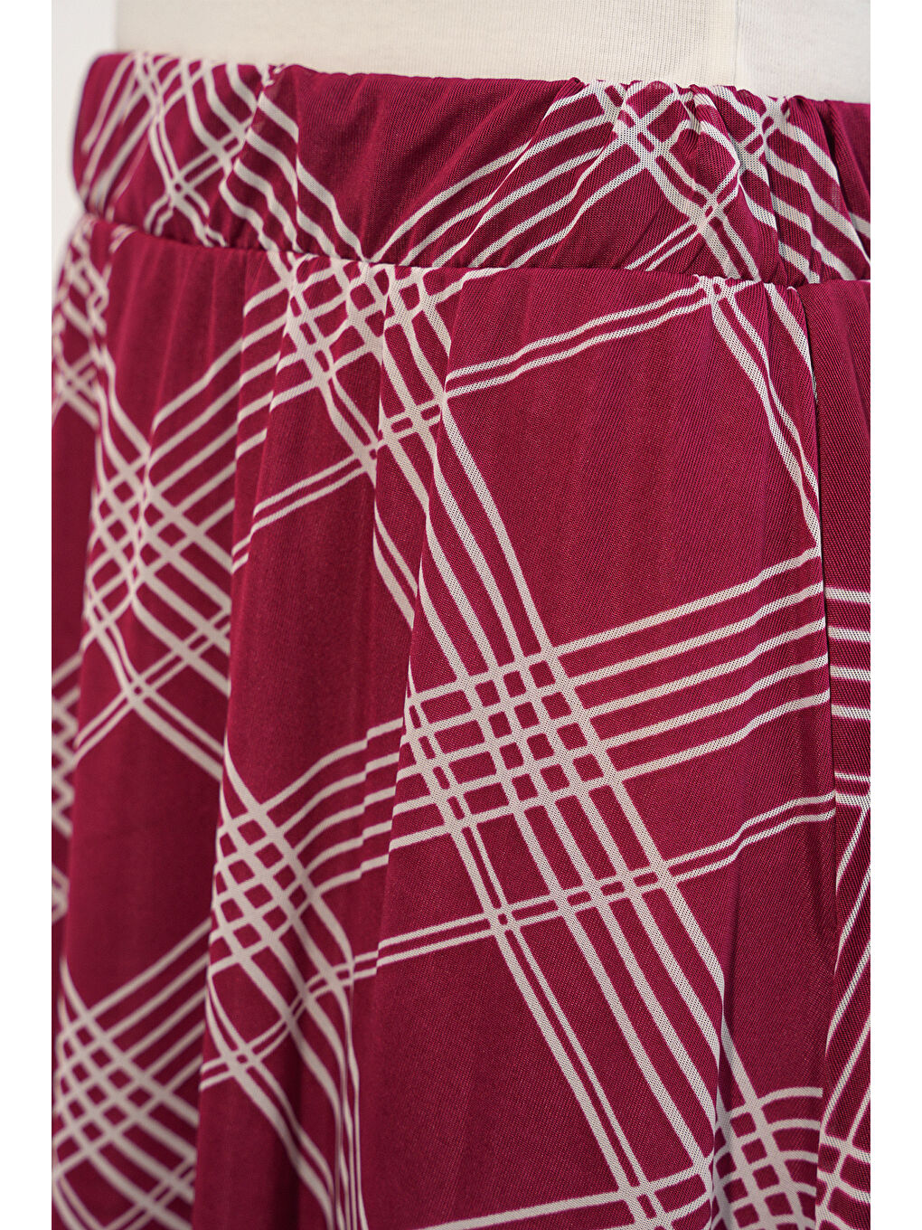 Kadın Desenli Astarlı Etek 8075 - D. Bordo-4