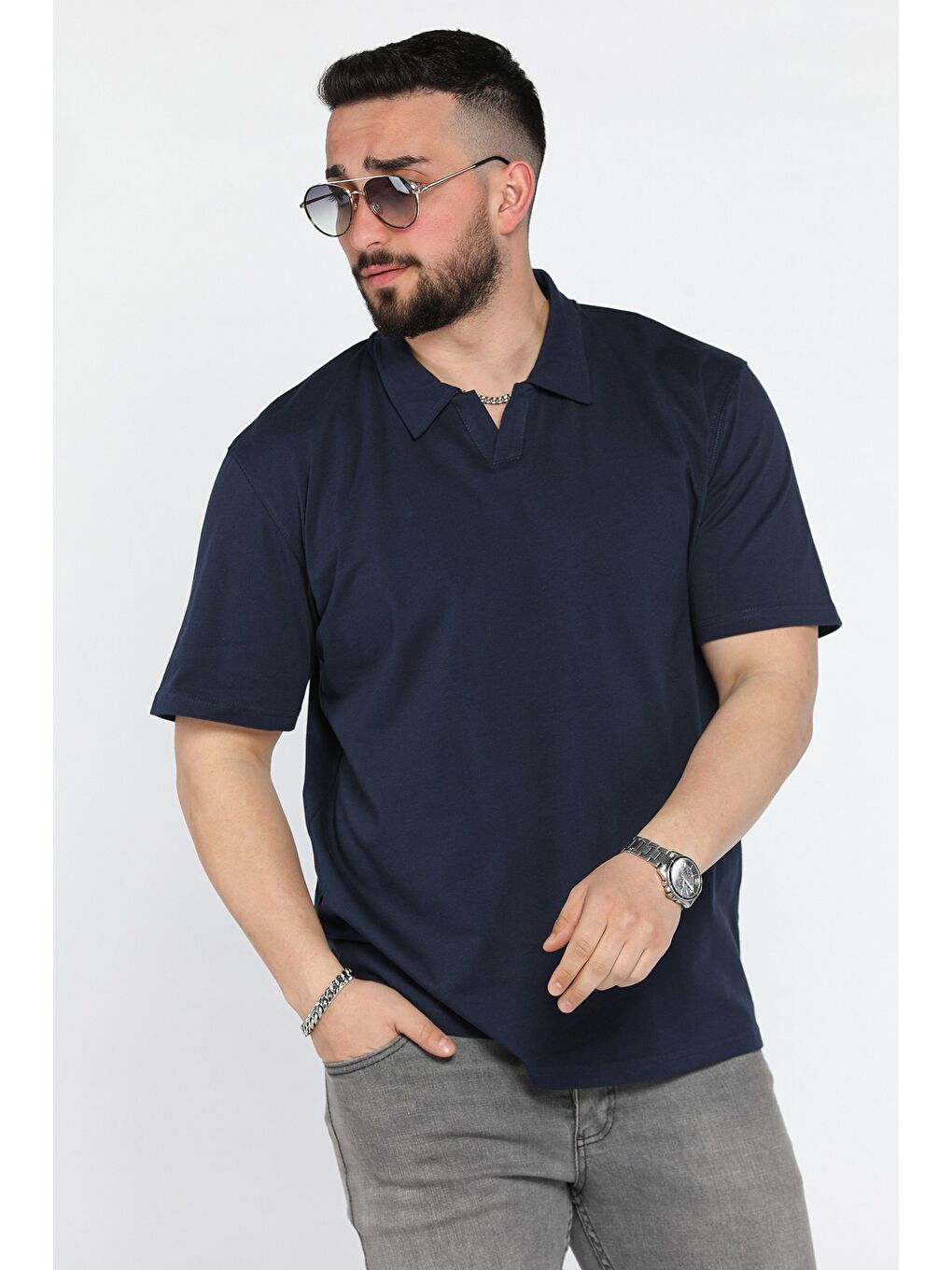 Lacivert Polo Yaka Erkek Tişört