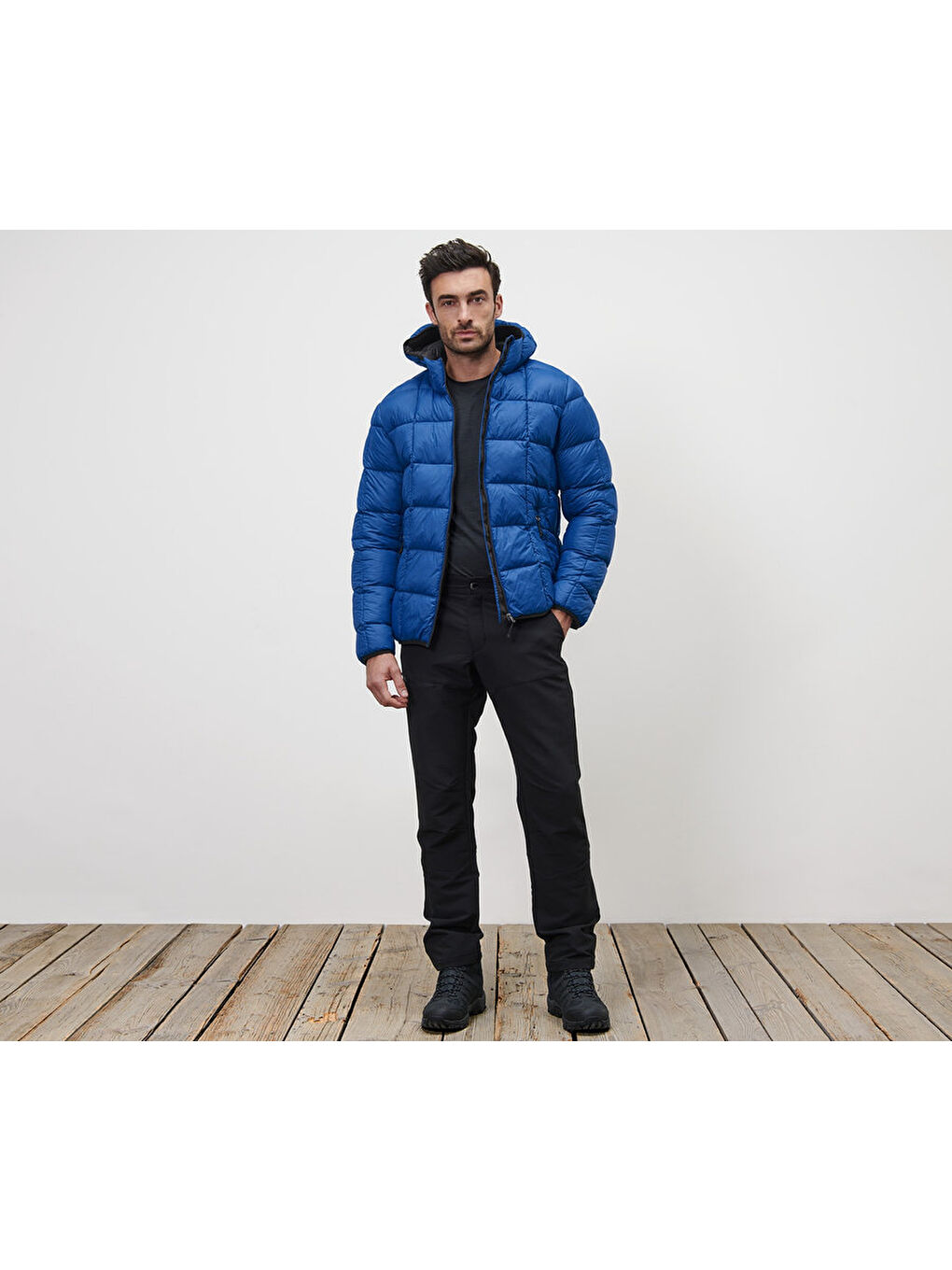 Mavi Erkek Kapitone Şişme Mont