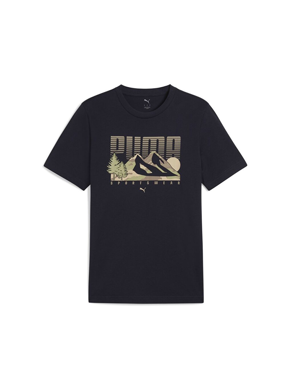 Lacivert Graphics Mountain Erkek Siyah Yuvarlak Yaka Tişört-3