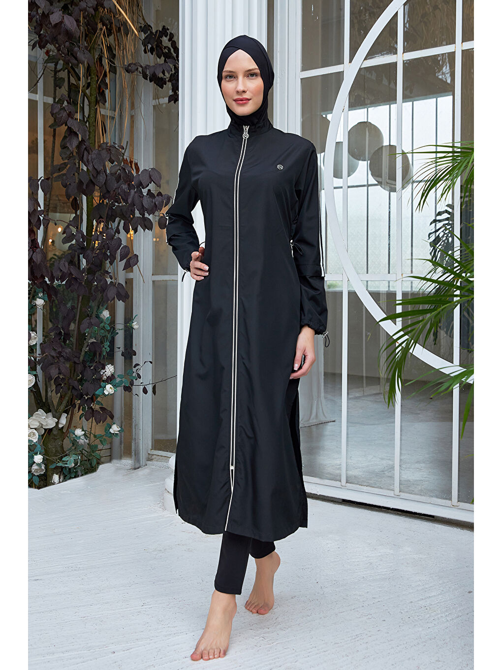 Uzun Tam Boy Tam Kapalı Tesettür Mayo 2406 Siyah