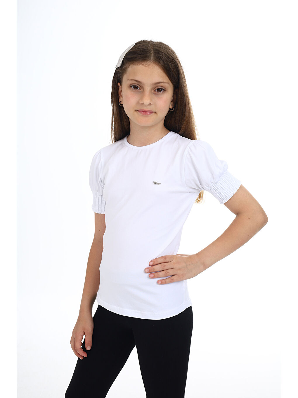 Beyaz Kız Çocuk Okul Tişört-1