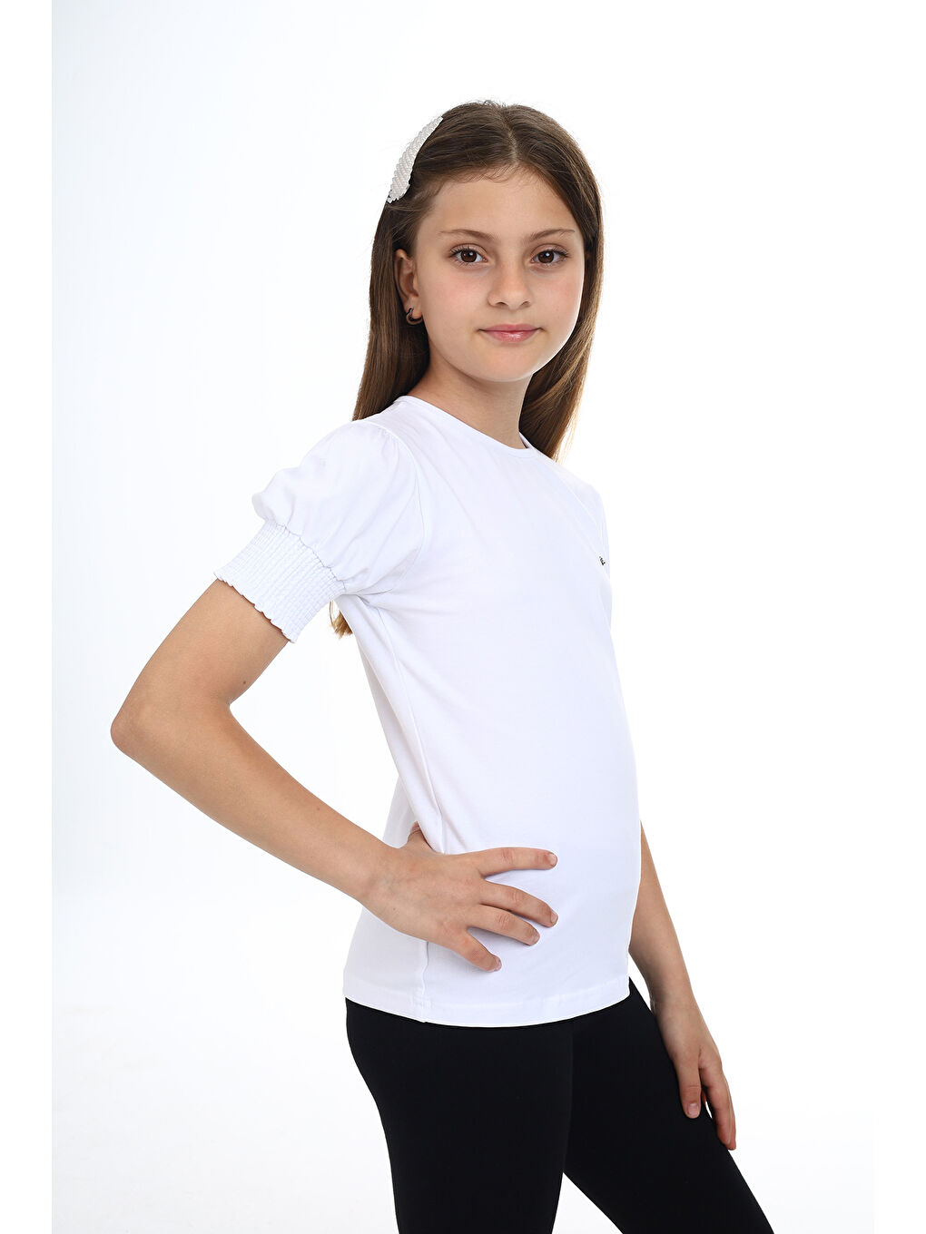 Beyaz Kız Çocuk Okul Tişört-2