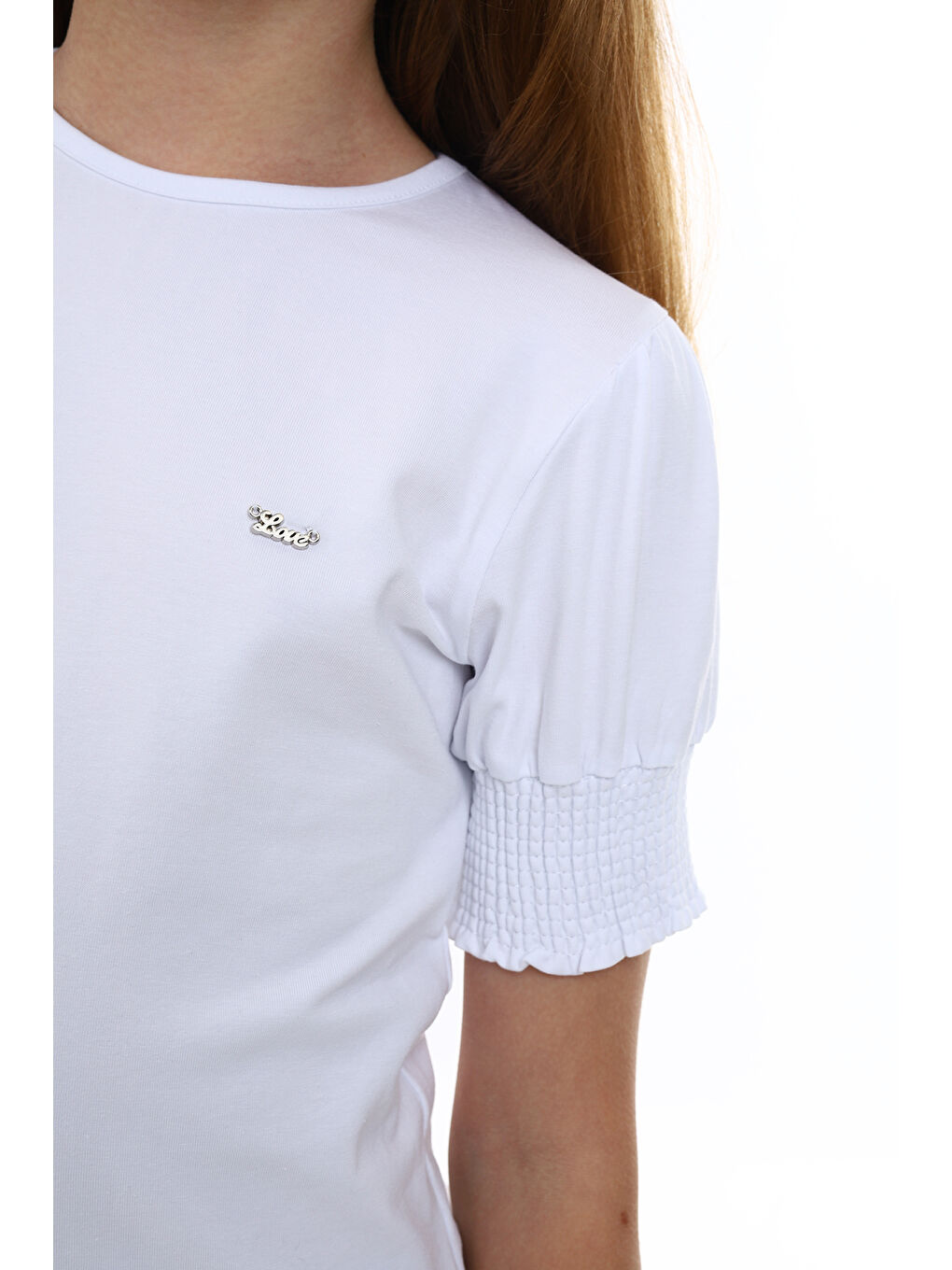 Beyaz Kız Çocuk Okul Tişört-3