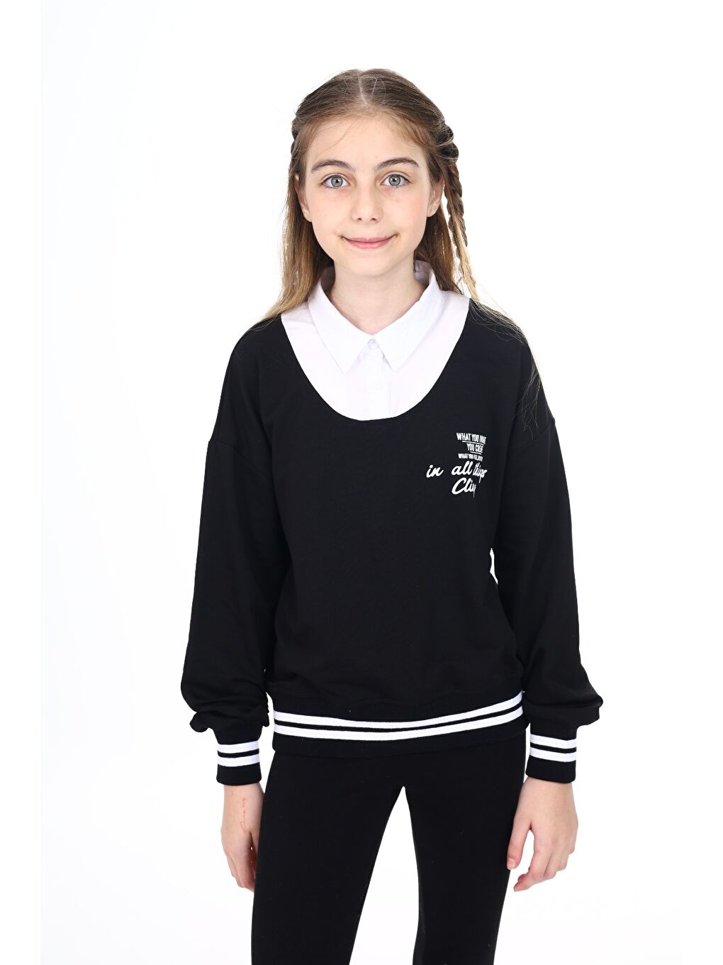 Siyah Kız Çocuk Okul Sweatshirt