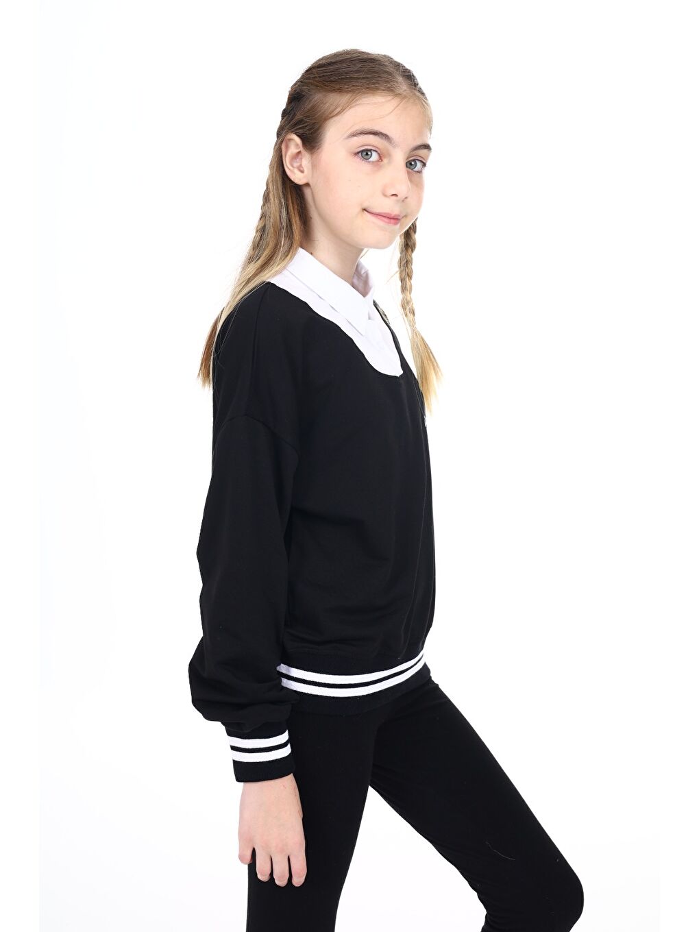 Siyah Kız Çocuk Okul Sweatshirt-1