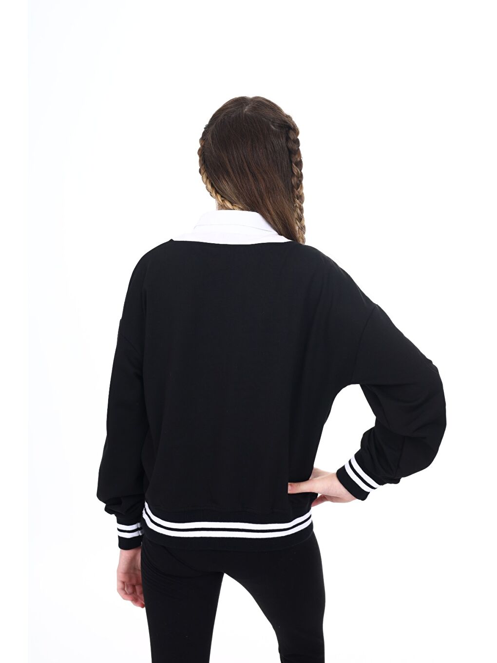 Siyah Kız Çocuk Okul Sweatshirt-2