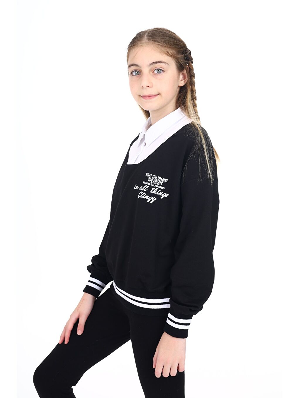 Siyah Kız Çocuk Okul Sweatshirt-3