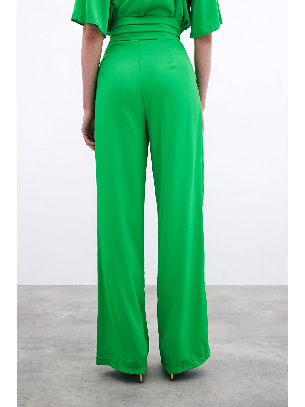 Cepli Salaş Saten Pantolon - Açık Yeşil-6