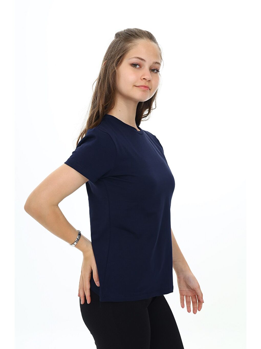 Lacivert Kız Çocuk Okul Tişört-2