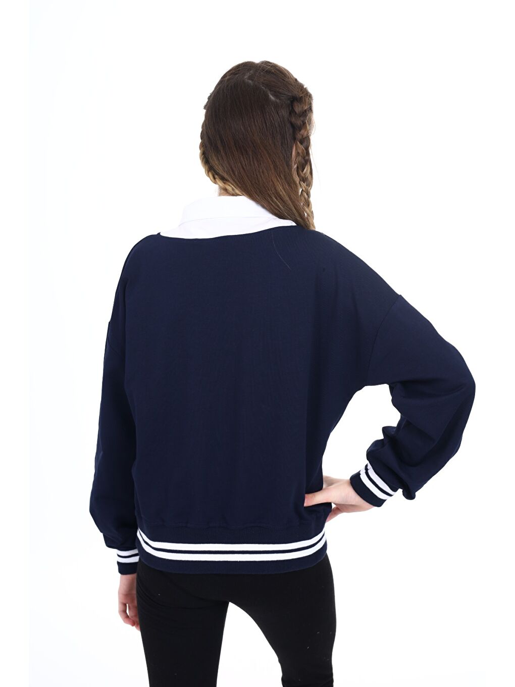 Lacivert Kız Çocuk Okul Sweatshirt-1