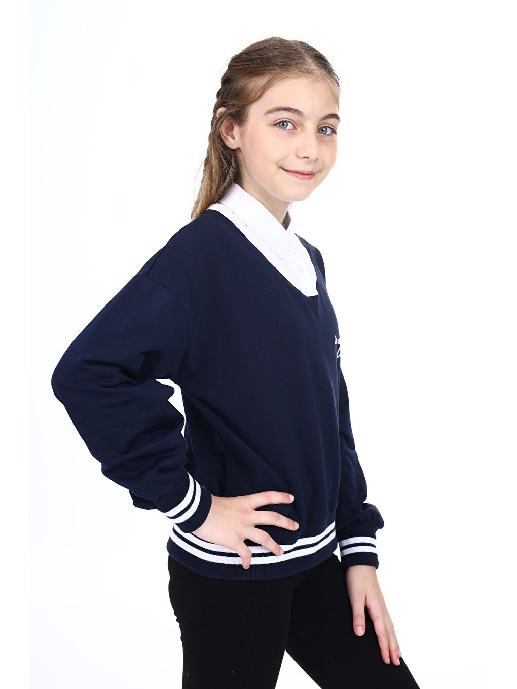 Lacivert Kız Çocuk Okul Sweatshirt-2