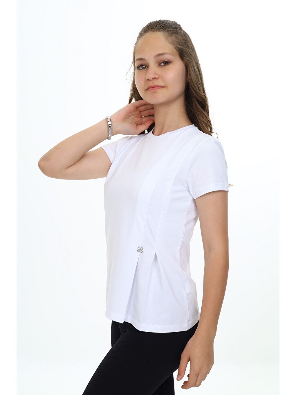 Beyaz Kız Çocuk Okul Tişört-2