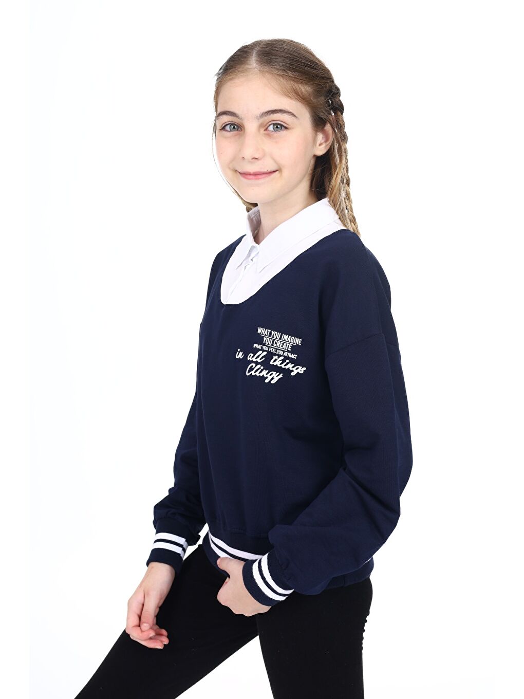 Lacivert Kız Çocuk Okul Sweatshirt-3