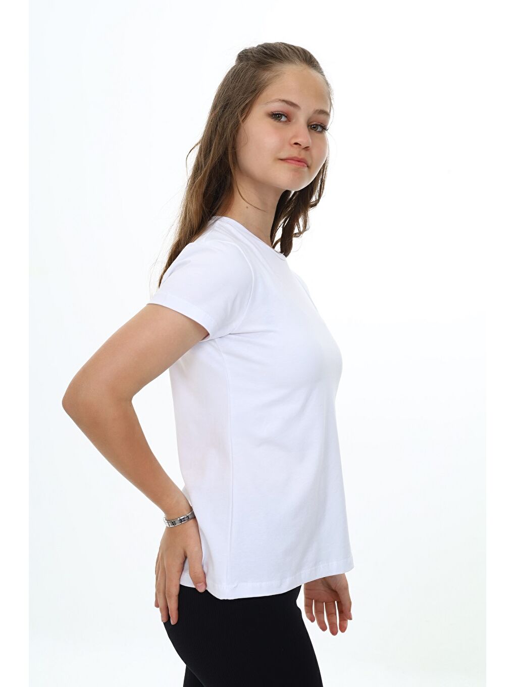 Beyaz Kız Çocuk Okul Tişört-4