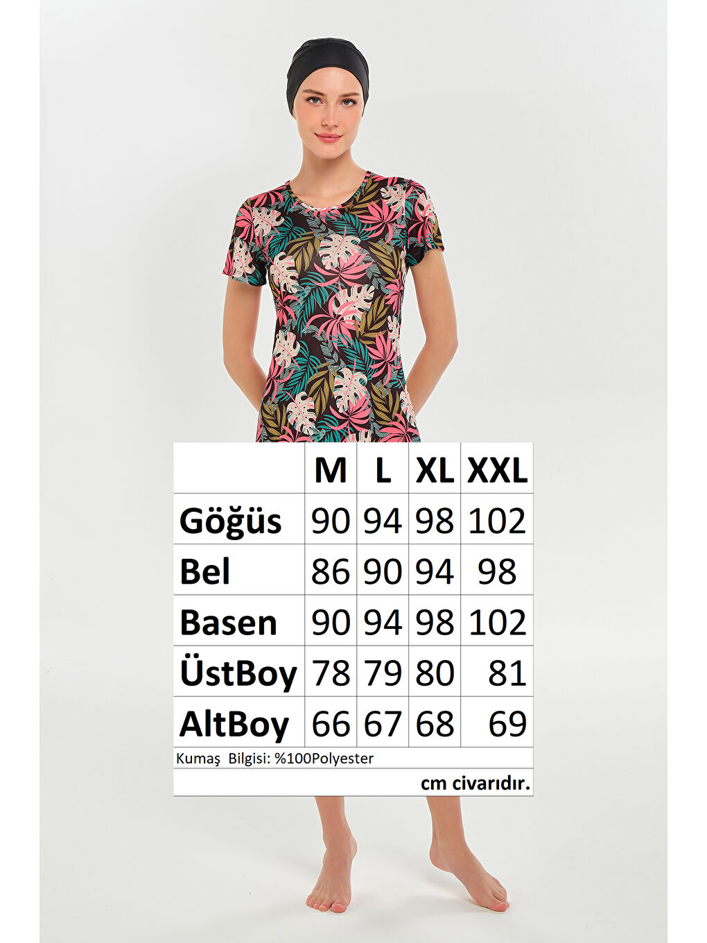 Kısa Kollu Yarı Kapalı Mayo 3601 Siyah-4