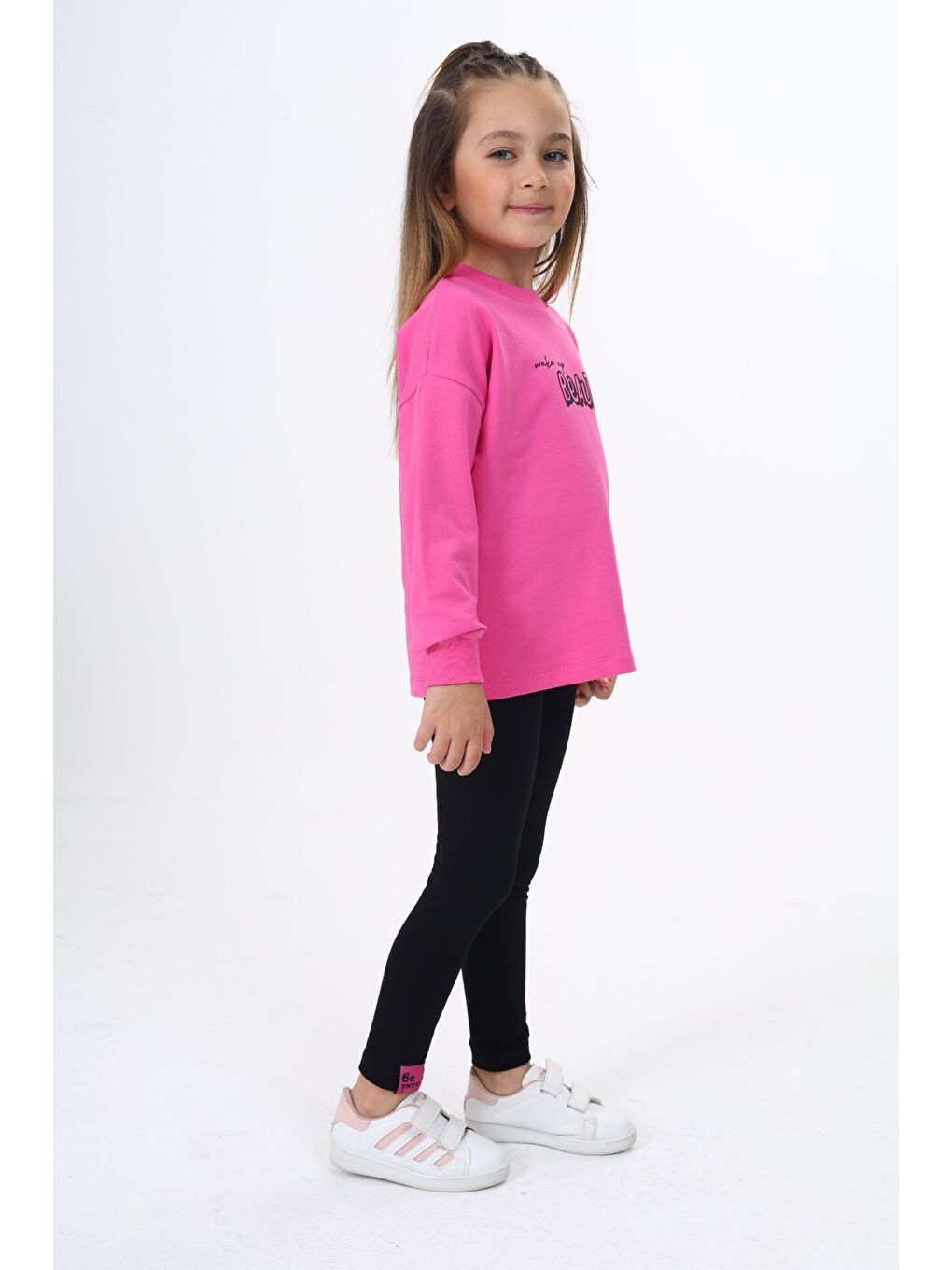 Fuşya Kız Çocuk Baskılı Taytlı Takım-1