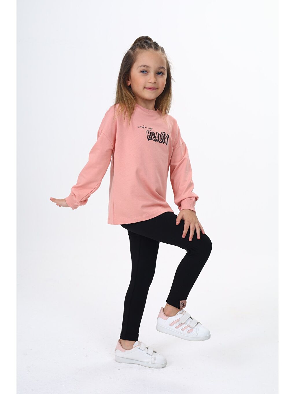 Mercan Kız Çocuk Baskılı Taytlı Takım-1