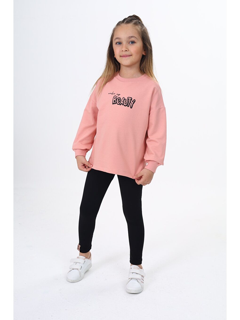 Mercan Kız Çocuk Baskılı Taytlı Takım-2