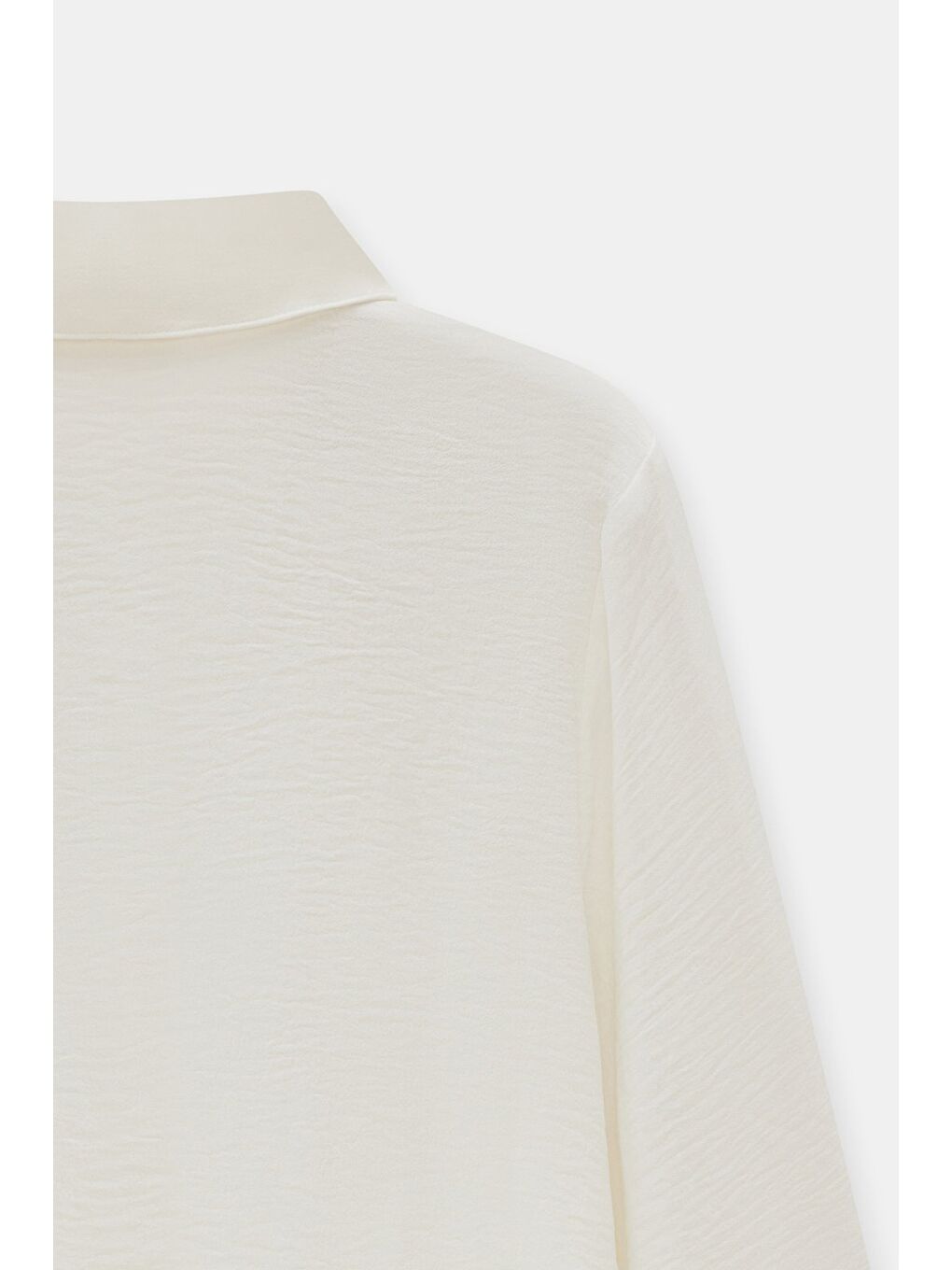 Beyaz Kadın Gömlek Yaka Ahşap Düğmeli Kolağzı Lastikli Aerobin Dokuma Tunik - Regular Fit-3