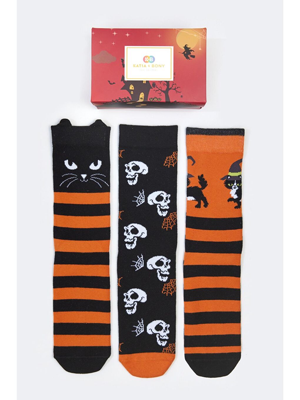 Karışık 3'lü Paket Helloween Kutu Soket Çorap Desenli