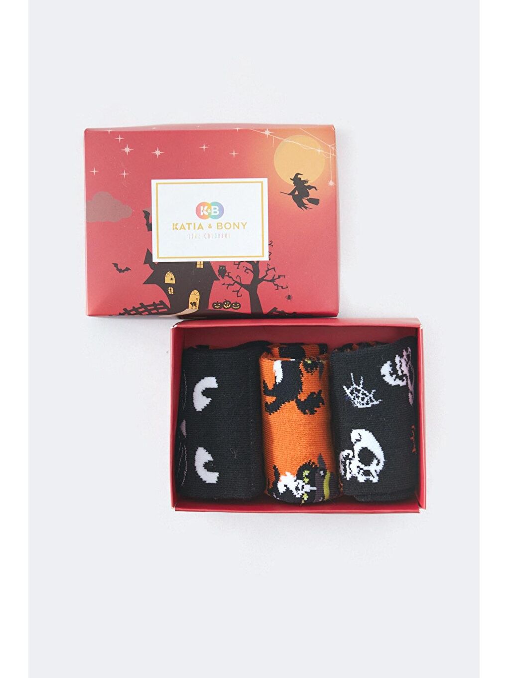 Karışık 3'lü Paket Helloween Kutu Soket Çorap Desenli-2