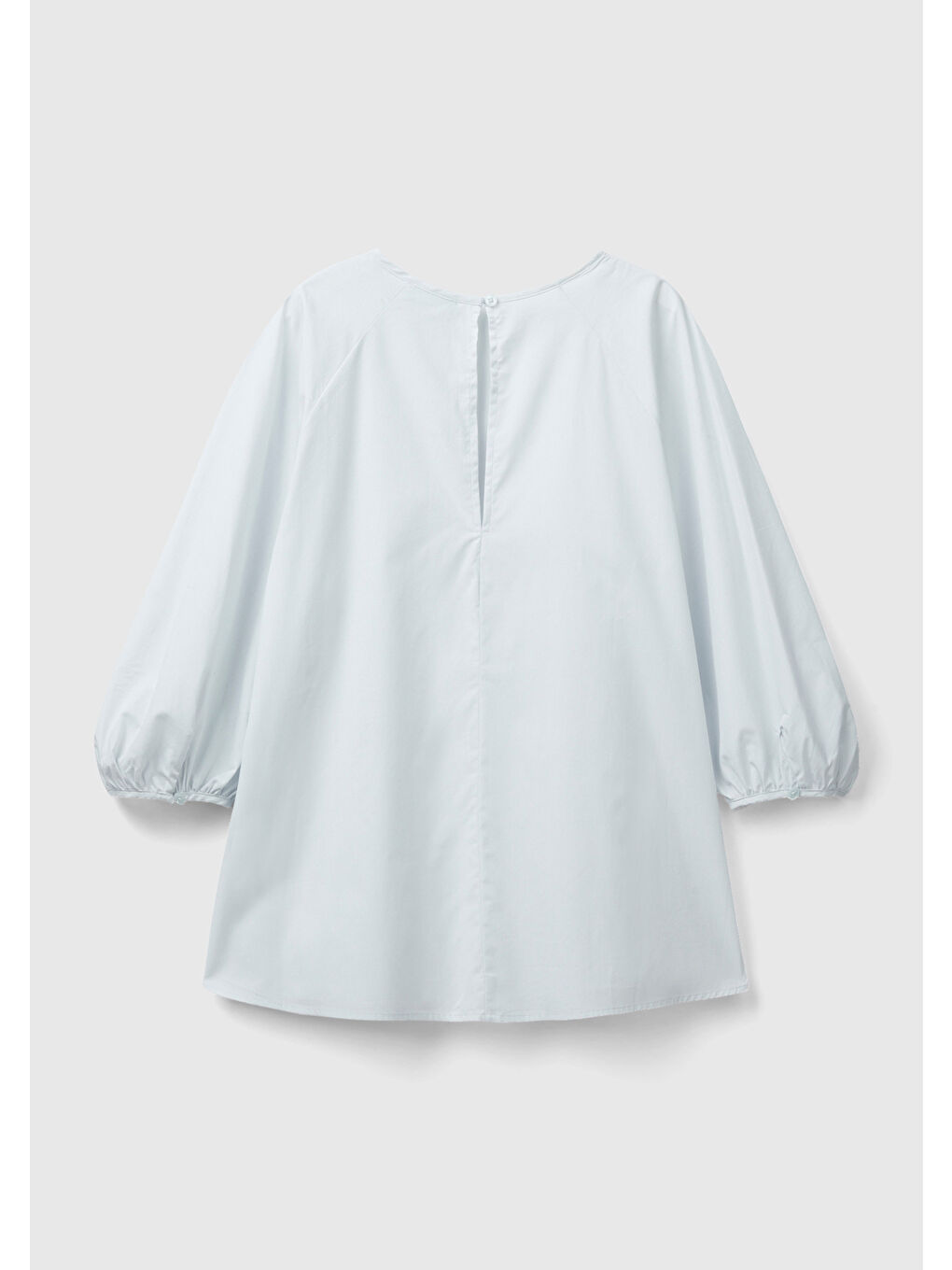 Kadın Soluk Mavi 100 Pamuk Balon Kollu Bluz-1