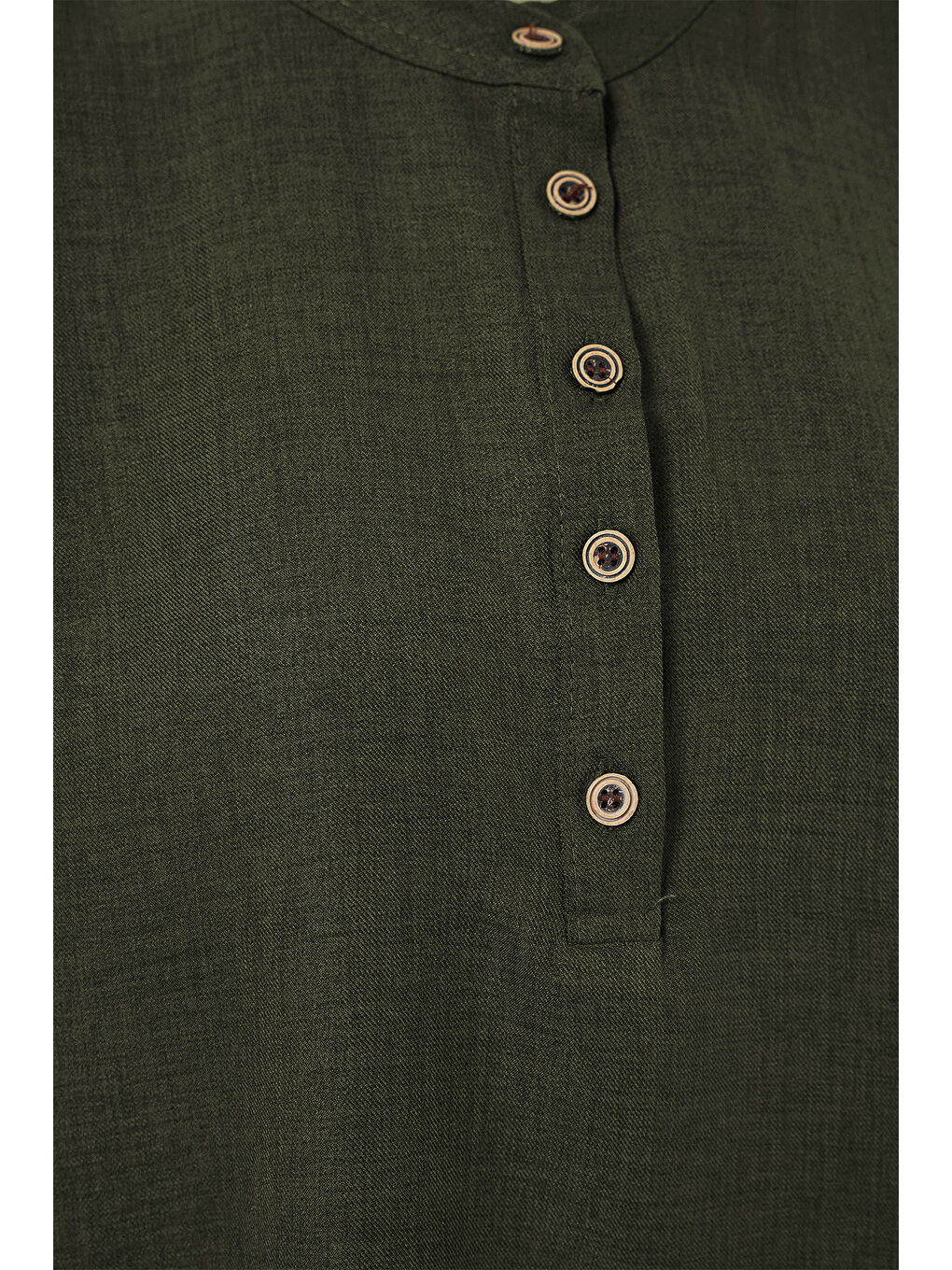 6678 Keten Tunik Pantolon İkili Takım - Haki-1