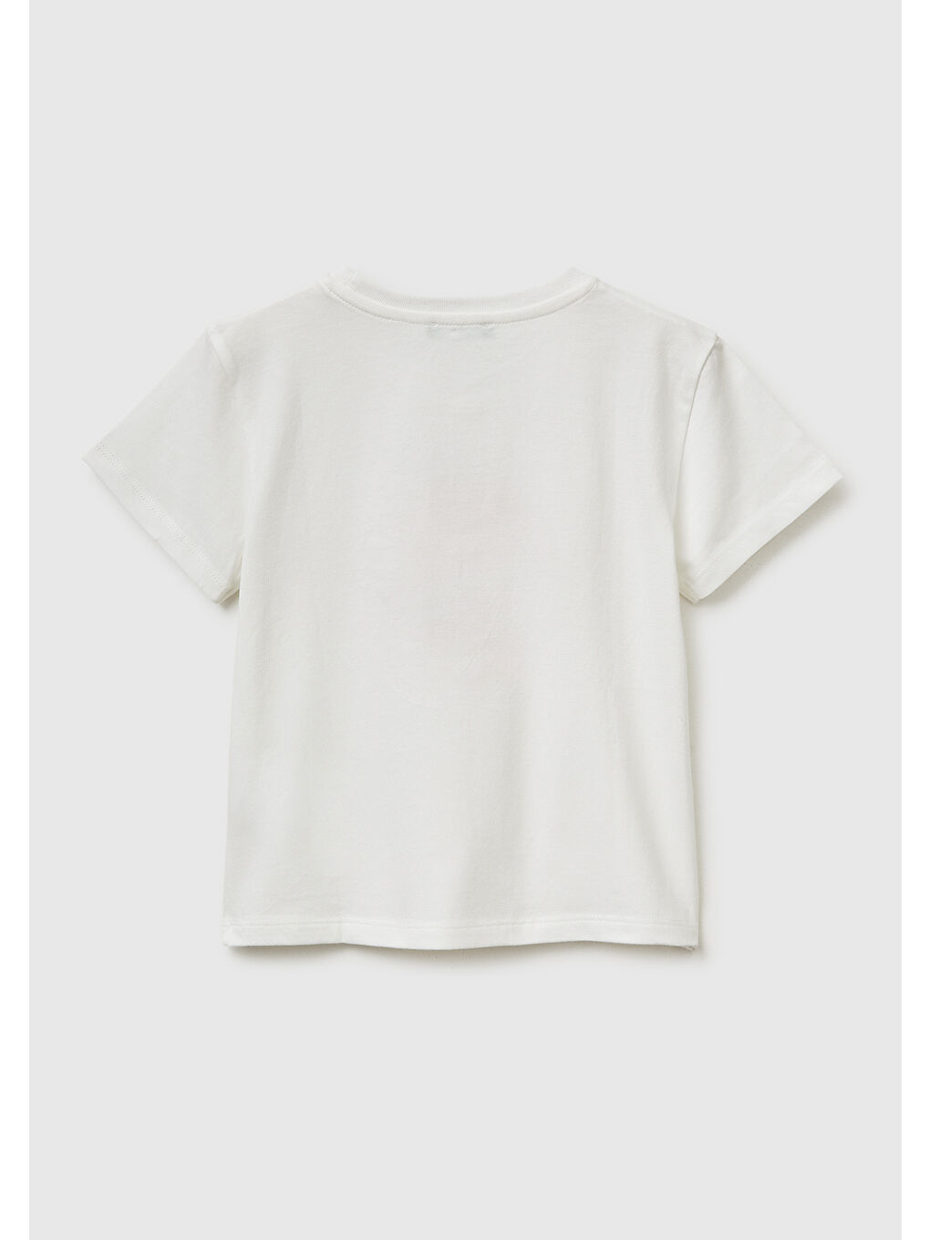Kız Çocuk Beyaz Su Bazlı Baskılı İşlemeli Bisiklet Yaka T-Shirt-1