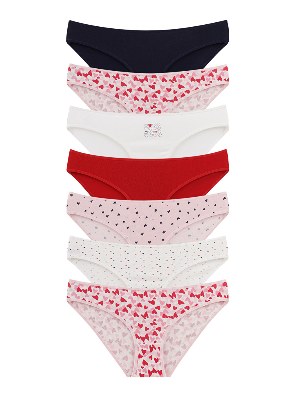 Kırmızı Pamuklu Kadın Külot 7'li Paket-1