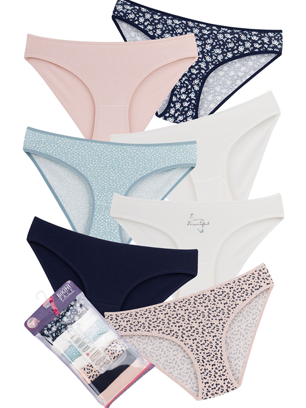 Karışık Pamuklu Kadın Külot 7'li Paket