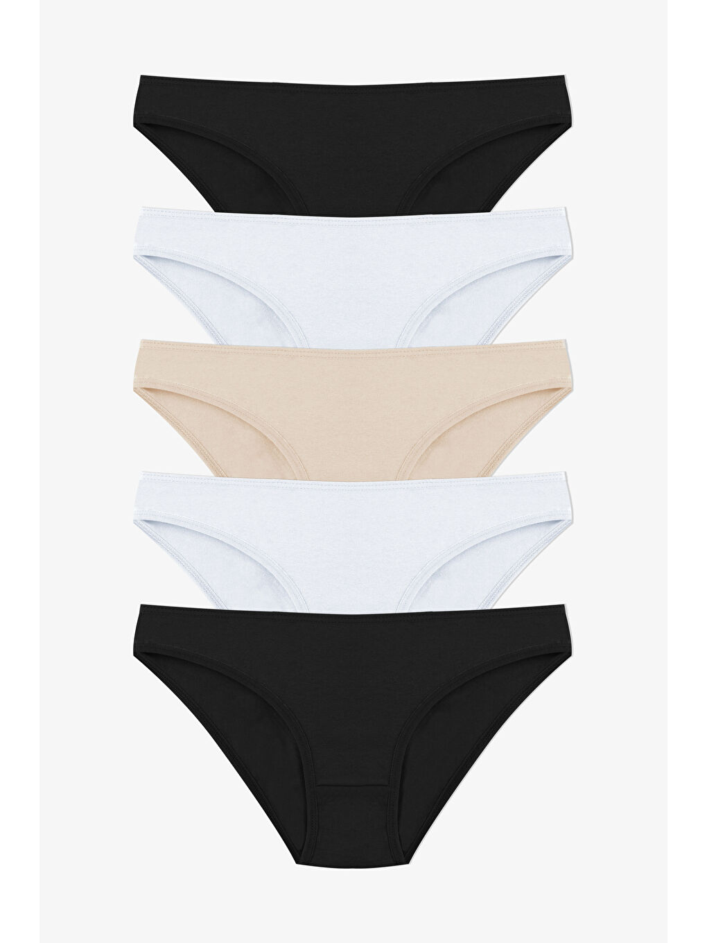 Siyah Kadın 5 li Desenli Pamuklu Elastanlı Külot